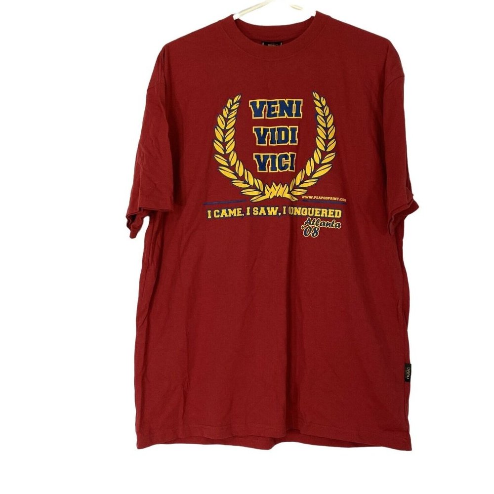 Veni Vidi Vici I Came I Saw I Conquered Baru Sports Mens Red T Shirt Size Large
